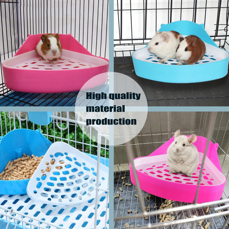 PINVNBY Guinea Pig Litter Box Triangle Potty Trainer Corner Litter Pan Bunny Litter Tray Hamster Plastic Corner Toilet Box for Chinchillas Ferret Small Animal Pink - BeesActive Australia