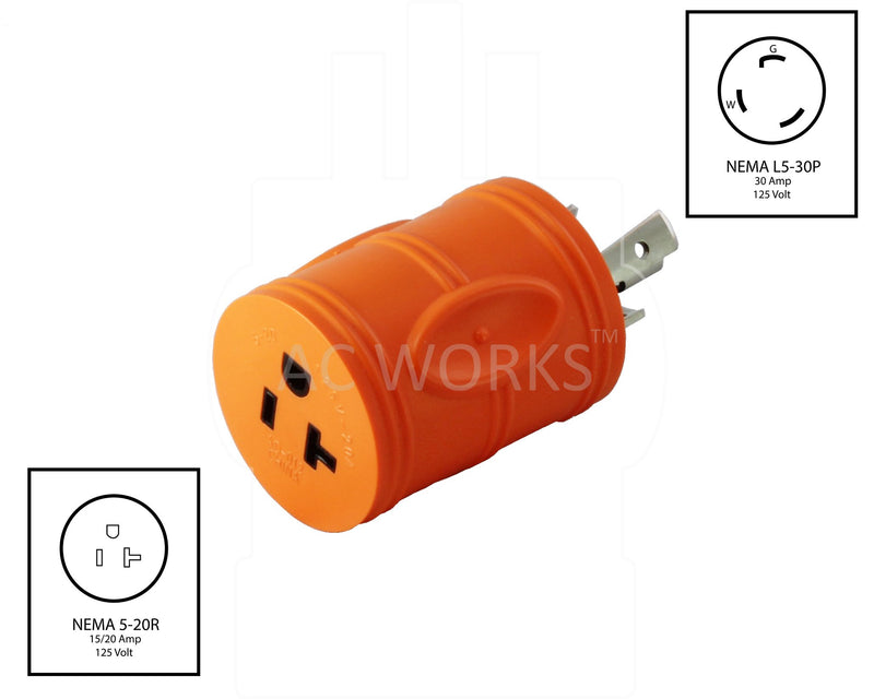 [AUSTRALIA] - AC WORKS Shore Power Adapters L5-30 30A Locking to 15/20A Household 