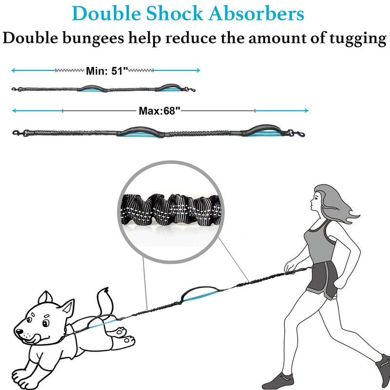 iYoShop Retractable Hands Free Dog Leash – Dual Handle Bungee Waist Leash for Small Medium and Large Large Dogs (25-150 lbs) Medium/Large Black - BeesActive Australia