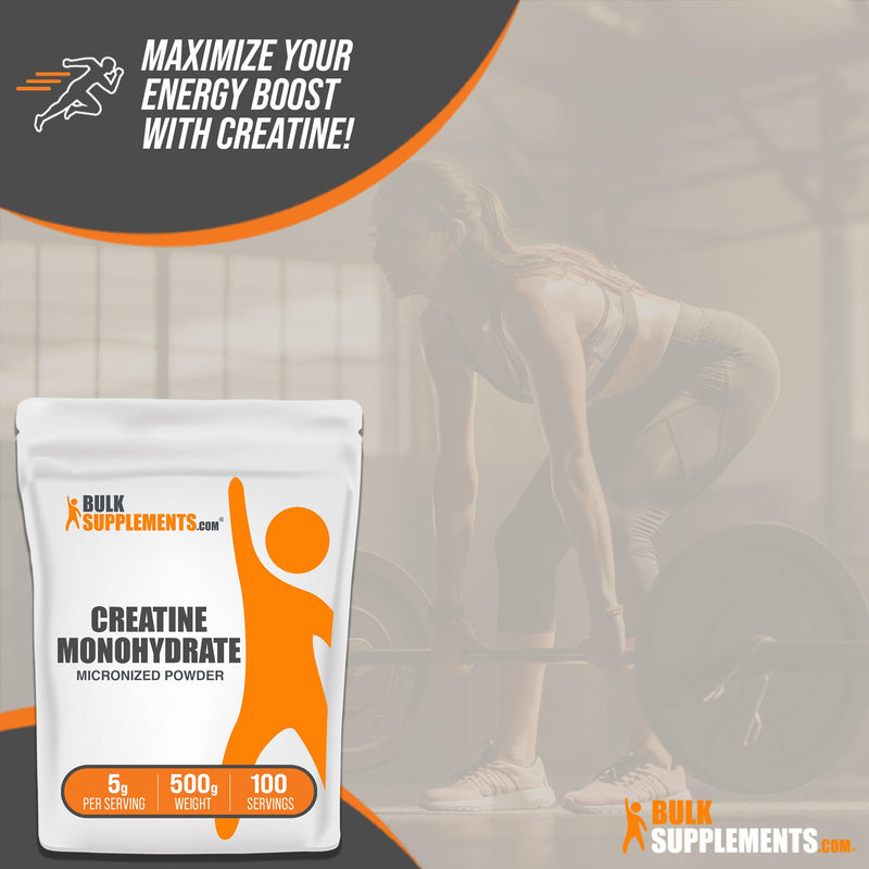 BULKSUPPLEMENTS.COM Creatine Monohydrate Powder - Creatine Pre Workout, Creatine for Building Muscle - 5g (5000mg) of Micronized Creatine Powder per Serving, Creatine Monohydrate 500g (1.1 lbs) 1.1 Pound (Pack of 1) - BeesActive Australia
