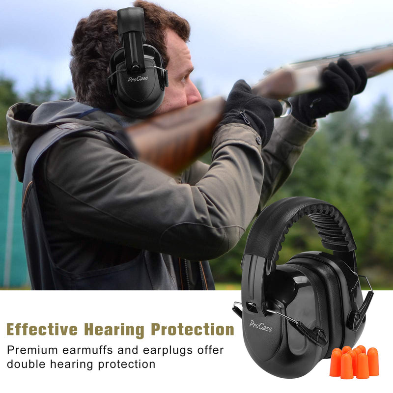 ProCase Shooting Ear Protection Earmuffs, Gun Safety Glasses and Soft Earplugs Black - BeesActive Australia