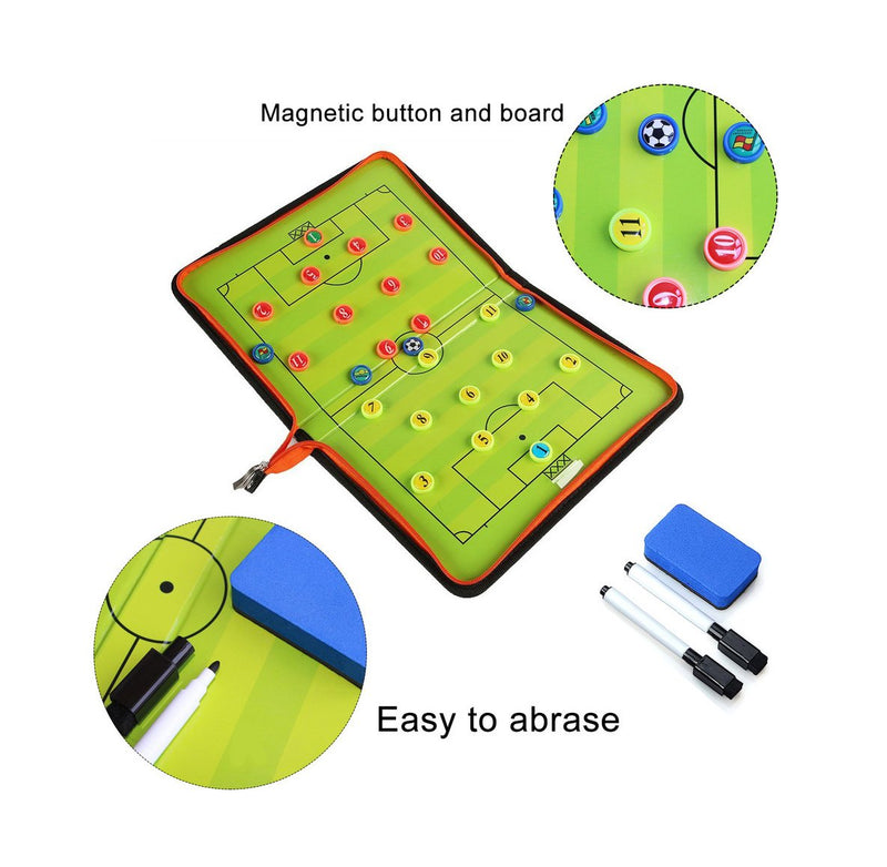 Wrzbest Football Soccer Coaches Magnetic Tactic Board,Dry Erase Coaching Clipboard,Foldable and Portable Coach Tool,Extra Professional Whistle Included - BeesActive Australia