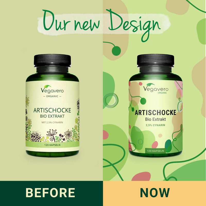 Organic Artichoke Vegavero� | 6500mg (10:1) Artichoke Extract High Strength | No Leaf Fibre (No Inulin) | 2.5% Cynarin | NO Additives, Lab-Tested | Made in Germany | 120 Artichoke Capsules | Vegan - BeesActive Australia