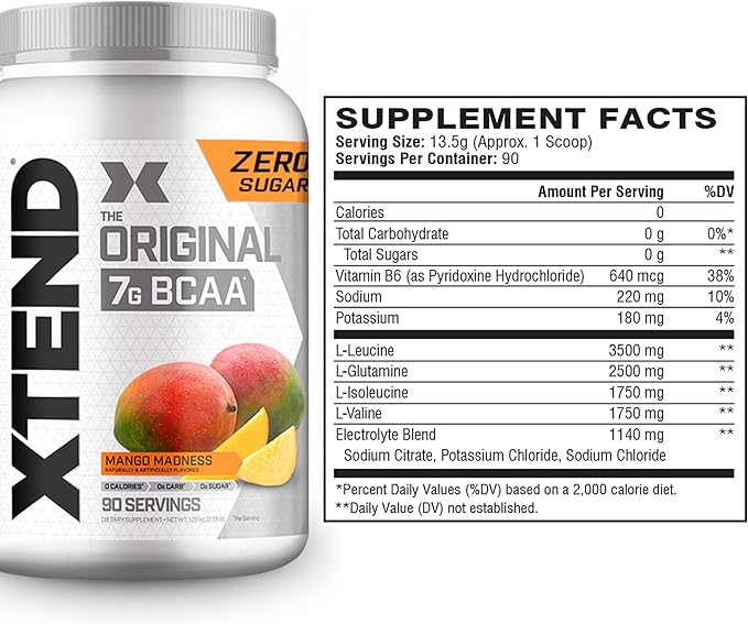 Scivation Xtend BCAA 7000mg Mango Madness 90 servings Glutamine 2,500mg [Parallel import goods] - BeesActive Australia