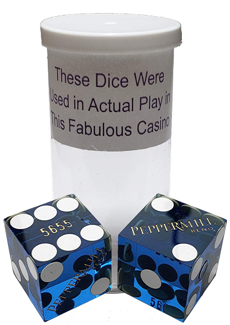 Cyber-Deals 19mm Craps Dice Pair - Authentic Nevada Casino Table-Played Dice - Reno Peppermill (Blue Polished) - BeesActive Australia