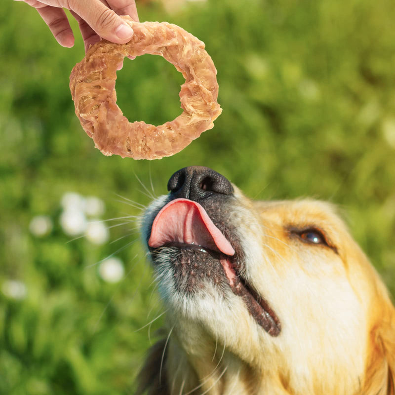 Jungle Calling Beef Tendons for Adult Dogs, Chicken Wrapped Tendons Dog Chews Long Lasting Hip and Joint Supplement for Dogs with Glucosamine (Ring) - BeesActive Australia