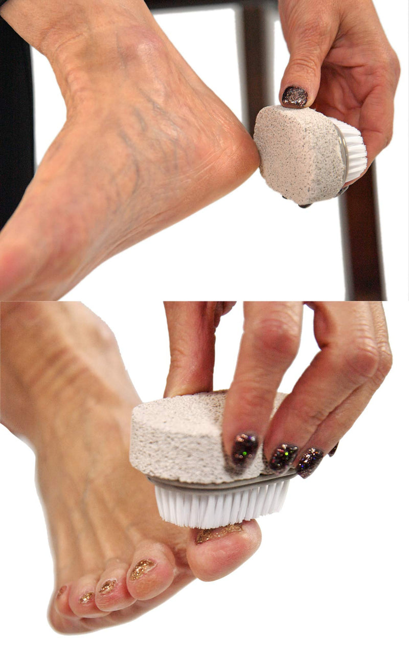 HOME-X 2-in-1 Pumice Stone and Brush for Feet, Foot File, Dead Skin Callus Remover, Pedicure Tool, Bathroom Accessories-2 ¾“ L x 1 ¾“ W - BeesActive Australia