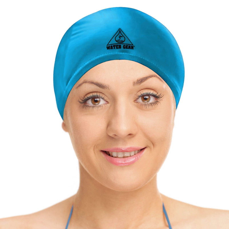 Water Gear Synthetic Fiber Swim Cap - Comfortable and Durable Swimming Cap Keeps Short or Long Hair Dry During Competitive and Recreational Pool Time - One Size Fits Adults Men Women and Kids - BeesActive Australia