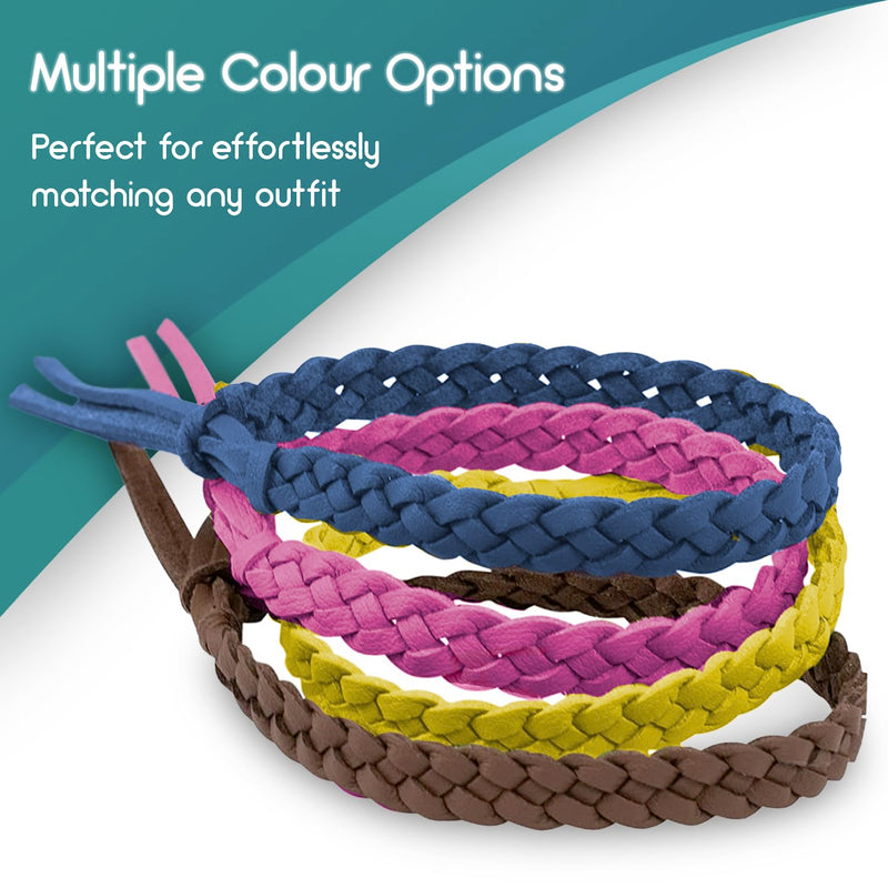 SC Products 12 Pack Natural Mosquito Repellent Bracelets – Nature Leather Braided Wrist Bands for Children and Adults | Adjustable Leather Deet Free | 300-Hour Insect Repellent Protection Original Design - BeesActive Australia