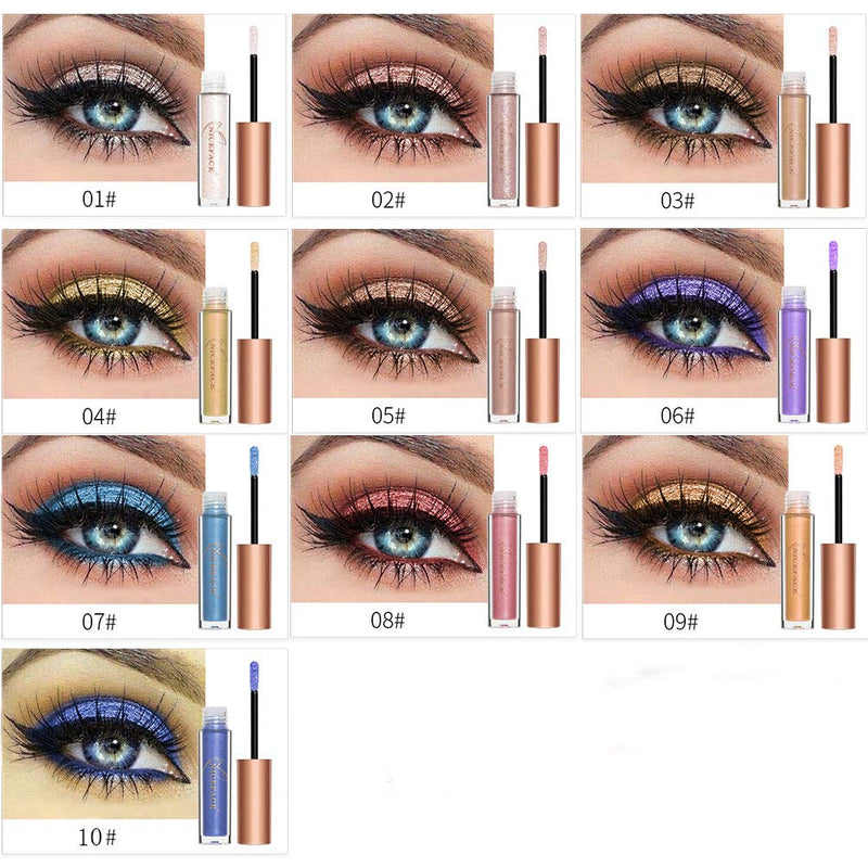 Diamond Liquid Eyeshadow, Glitter Shimmer Eyeliners Long Lasting Waterproof Sparkling Eye Shadow Set (10 Colors) 3 - BeesActive Australia