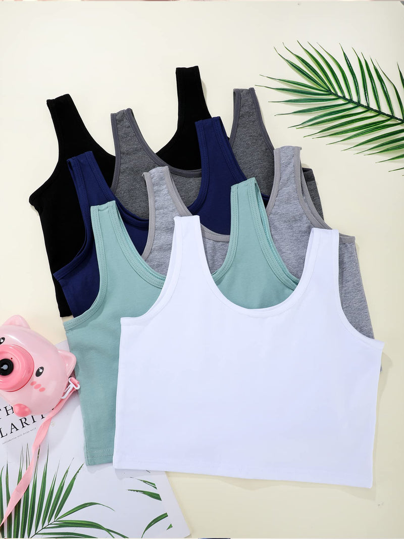 6 Pieces Girls Dance Tank Tops Racerback Crop Tank Tops Sleeveless Dance Top for Ballet Teens Gymnastics Dancewear 9-10 Years White, Gray, Navy, Green, Black - BeesActive Australia