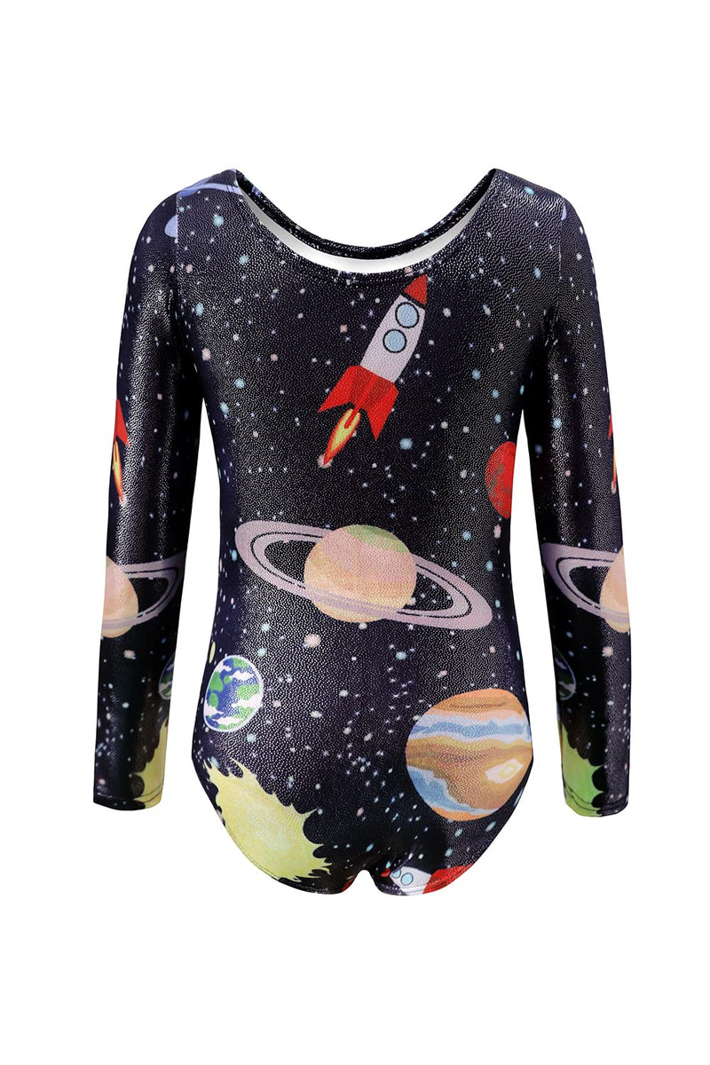Long Sleeve Leotards for Girls Gymnastics Sparkle 2-10 Years Rainbow Galaxy Unicorn Pattern 7-8 Years Long Sleeve Cosmos - BeesActive Australia