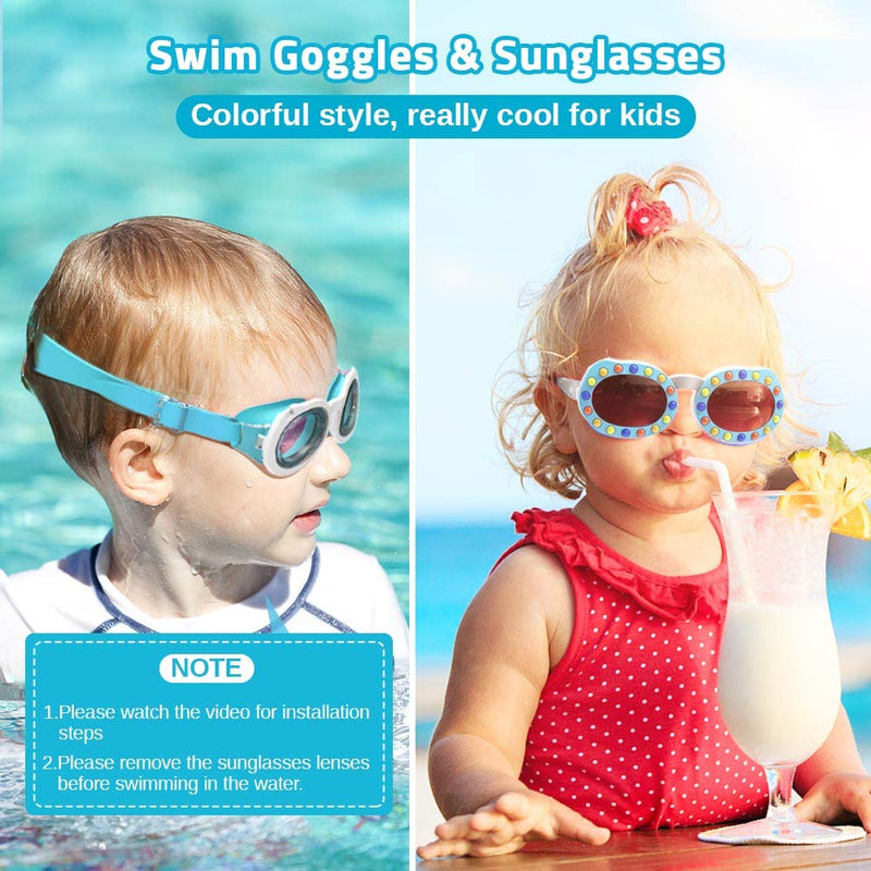 ZIONOR K5 Kids Swim Goggles & Polarized Sunglasses for Age 3 to 12 A1-blue White - BeesActive Australia