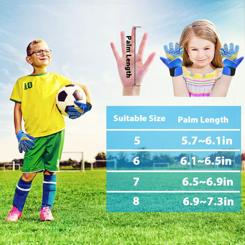 Jalunth Goalkeeper Goalie Soccer Gloves - Kids & Youth Football Goal Keeper Gloves with Embossed Anti-Slip Latex Palm and Soft PU Hand Back Orange 6 - BeesActive Australia