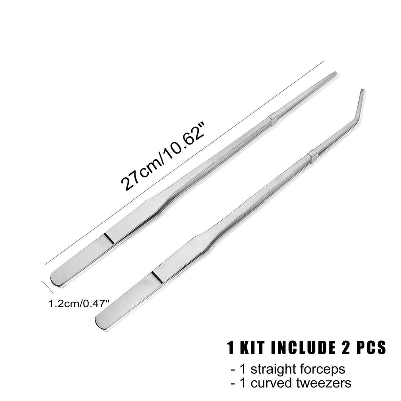 Longjet Feeding Tongs, 2 Pcs 10.6 Inch Stainless Steel Long Tweezers Forceps, for Reptile Lizards, Gecko, Bearded Dragon, Snake, Turtle Feeder and Aquarium Aquatic Plant Bonsai Starter Tools - BeesActive Australia