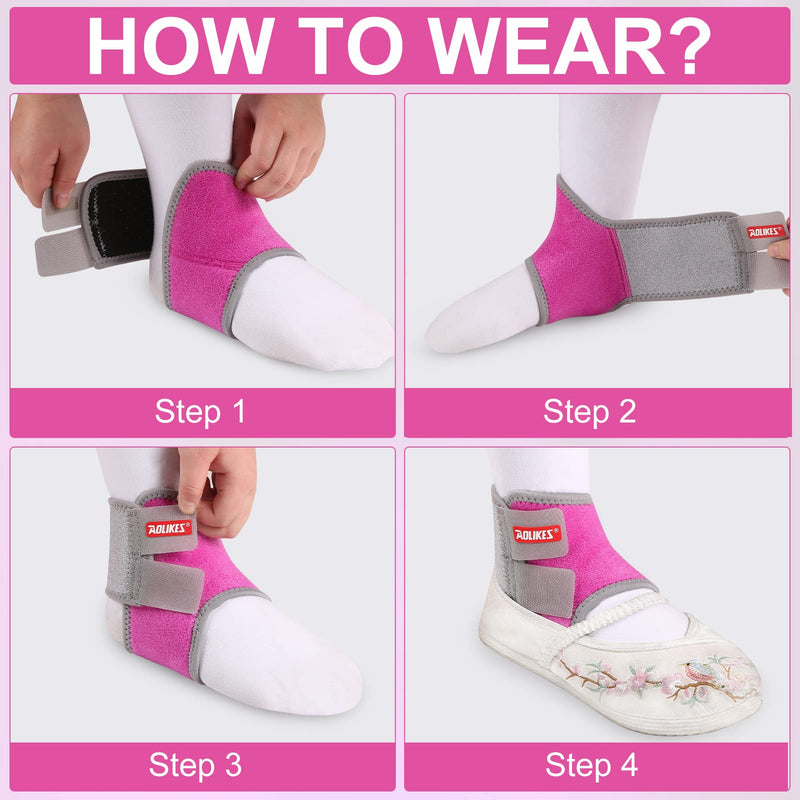 Kids Ankle Brace Supports Breathable Neoprene Ankle Stabilizer Adjustable Child Ankle Protector Wraps Sports Dance Foot Support Arch Supports for Sports Protection Ankle Sprain Joint Pain 2PCS Hot Pink Small - BeesActive Australia