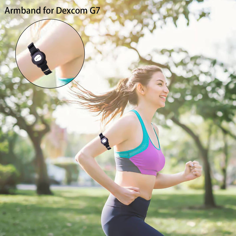 Armband Compatible with Dexcom G7, 8" to 19" Adjustable Arm Band for Adhesive Patches Waterproof Accessories, CGM Continuous Glucose Monitor System Transmitter Sensor Cover (Black) Black - BeesActive Australia