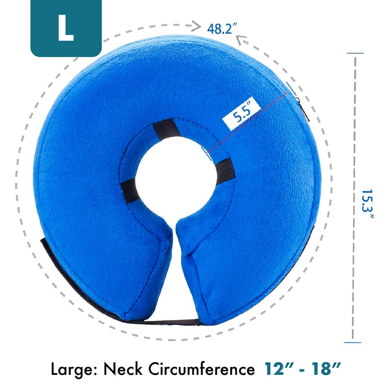 E-KOMG Dog Cone After Surgery, Protective Inflatable Collar, Blow Up Dog Collar, Pet Recovery Collar for Dogs and Cats Soft Large(12"-18") Blue - BeesActive Australia