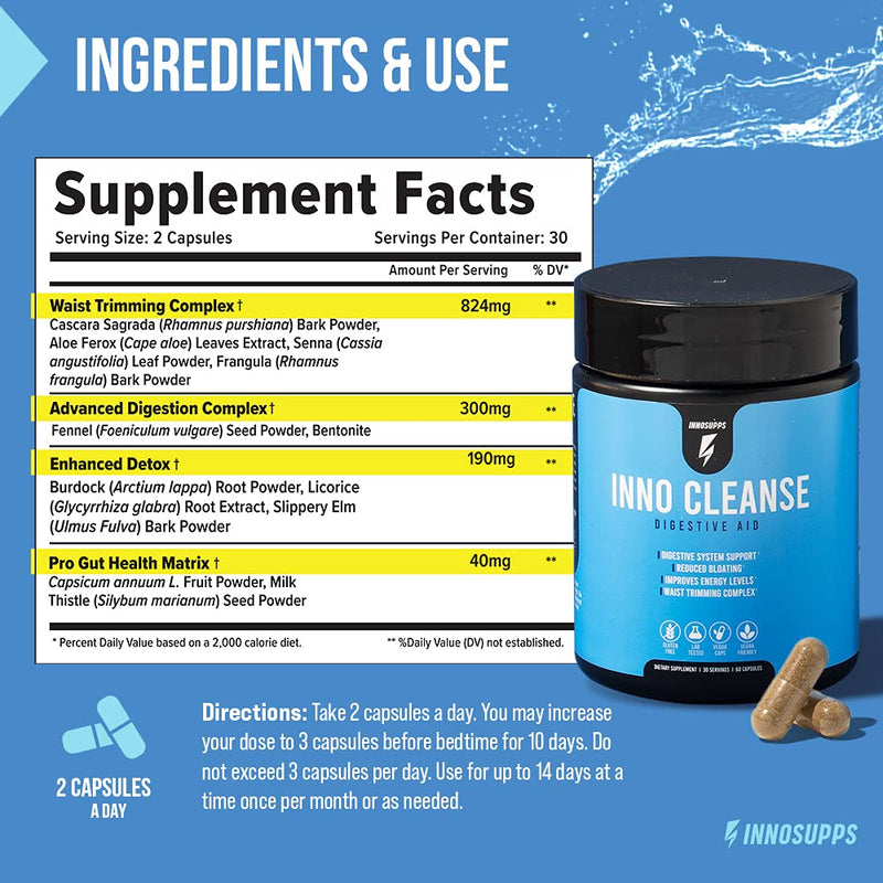 Inno Cleanse - Waist Trimming Complex | Digestive System Support & Aid | Reduced Bloating | Improves Energy Levels | Gluten Free, Vegan Friendly - BeesActive Australia