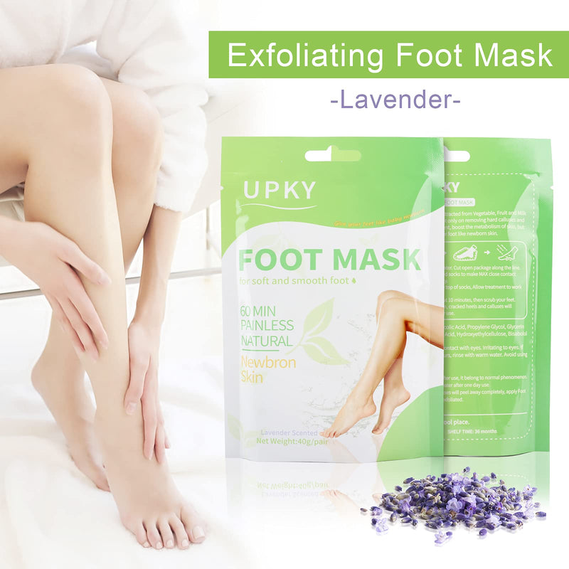 UPKY Foot Peel Mask 4 Pack Natural Exfoliating Lavender Scented Foot Mask for Dry Cracked Feet Get a Soft Skin Feet Peeling Mask, Make Your Feet Baby Soft Get Smooth Silky Skin Lavender-4PCS - BeesActive Australia