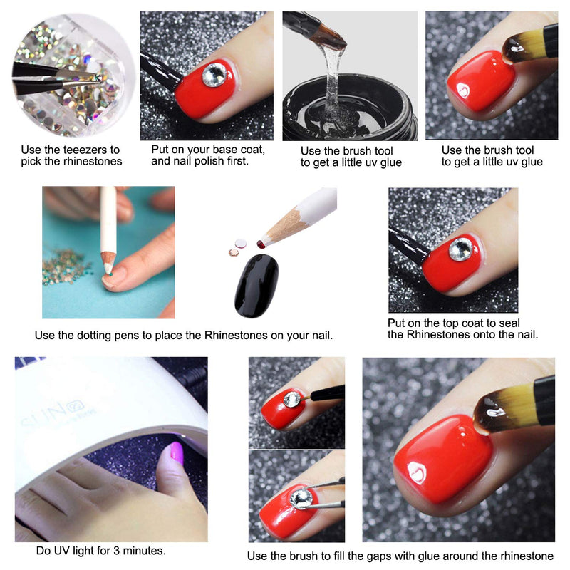 9300 Pcs Nail Art Studs Rhinestone Kit,Nails Art Metal Charms Caviar Beads Nail Supplies with Rhinestone Glue,Nail Jewels Decals Decorations Accessories - BeesActive Australia