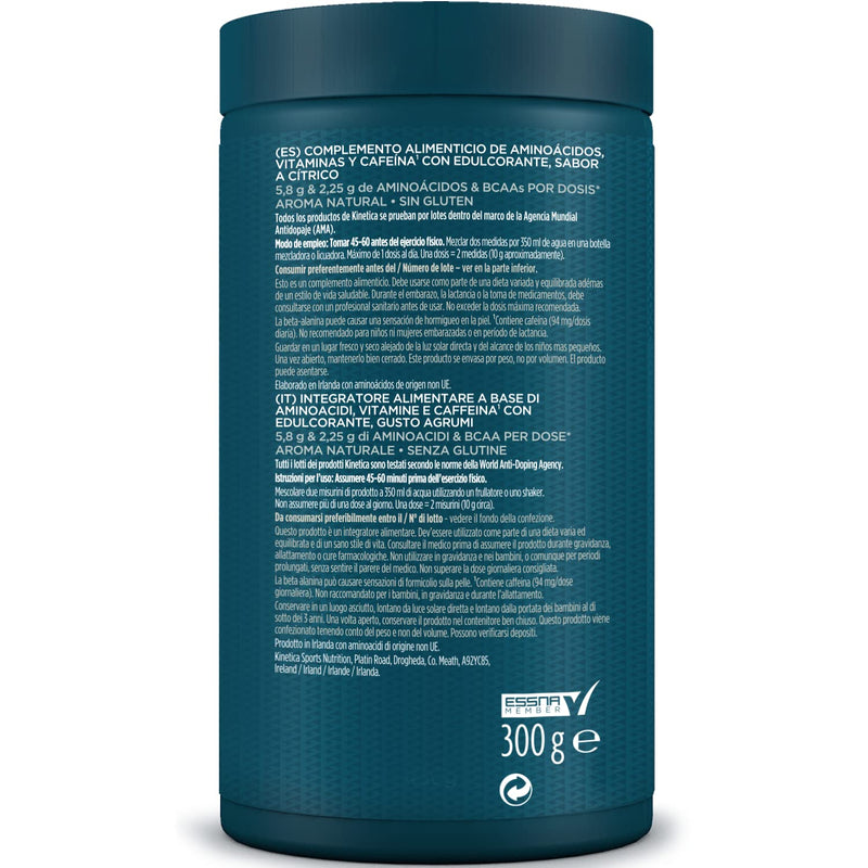 Kinetica PreFuel, Pre Workout, 5.7g Amino Acids & 2.2g BCAA's per Serving, 30 Servings, Citrus, 300g - BeesActive Australia