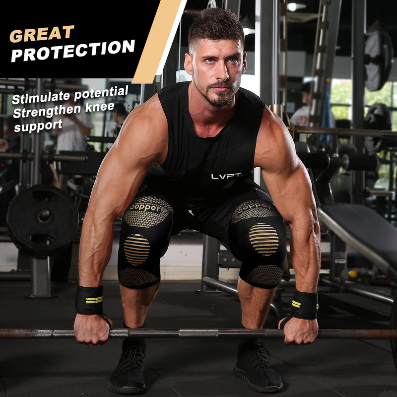 JHVW Copper Knee Braces for Knee Pain(2 pack)- Knee Compression Sleeve Support for Men & Women,Arthritis,Working Out Large - BeesActive Australia