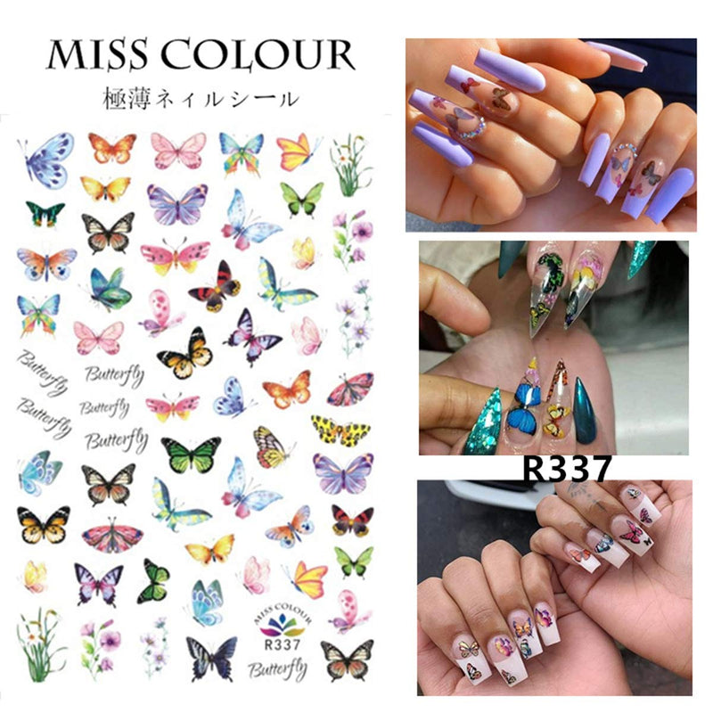 6 Sheets Butterfly Nail Art Stickers Colorful Nail Art Decals for Acrylic Nails 3D Self Adhesive Nail Art Charms Nail Stickers for Women Kids Girls Manicure Tips Acrylic Nail Foils Nail Art - BeesActive Australia