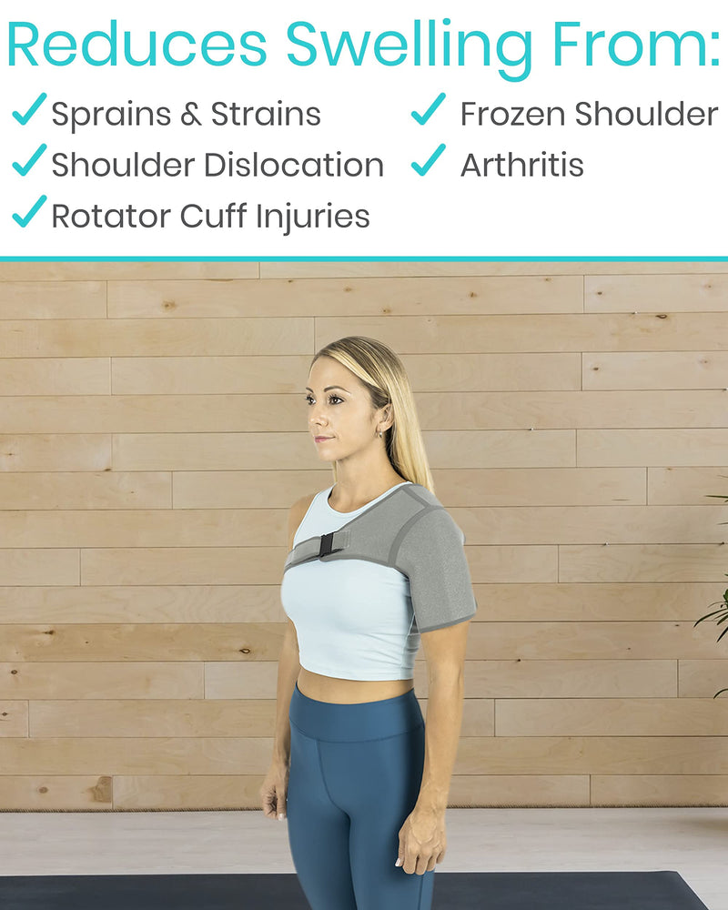 Vive Shoulder Brace - Rotator Cuff Compression Support - Men, Women, Left, Right Arm Injury Prevention Stabilizer Sleeve Wrap - Immobilizer for Dislocated AC Joint, Labrum Tear Pain (Gray, Small) Gray - BeesActive Australia