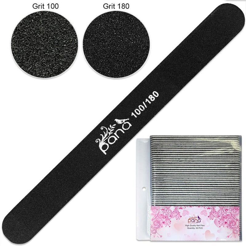 Pana (Grit: 100 x 180, Pack of 50 Pieces) USA Professional Black Round Emery Board Nail Files - BeesActive Australia