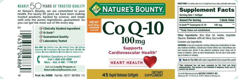 Nature's Bounty CoQ10, Rapid Release Softgels, 45 Count 45 Count (Pack of 1) - BeesActive Australia