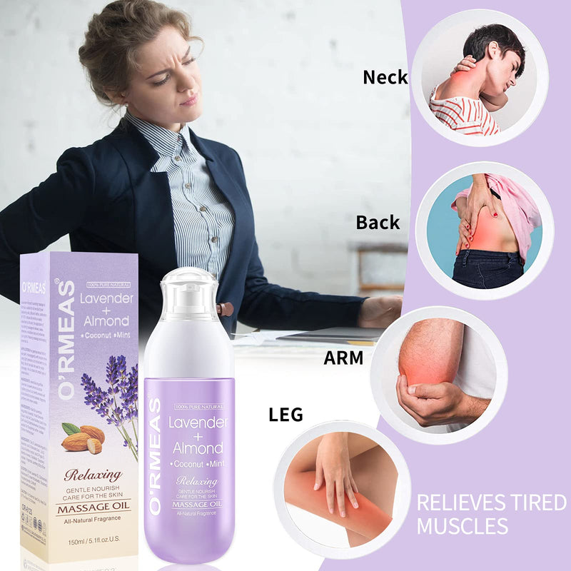 Massage Oil For Warming, Relaxing, Joint Pain Relief Sensual Massage Oil Lavender Almond Peppermint And Coconut Massage Oils For Massage Therapy Moisturizing Body Oil For Men And Women 5.1 Fl.Oz - BeesActive Australia