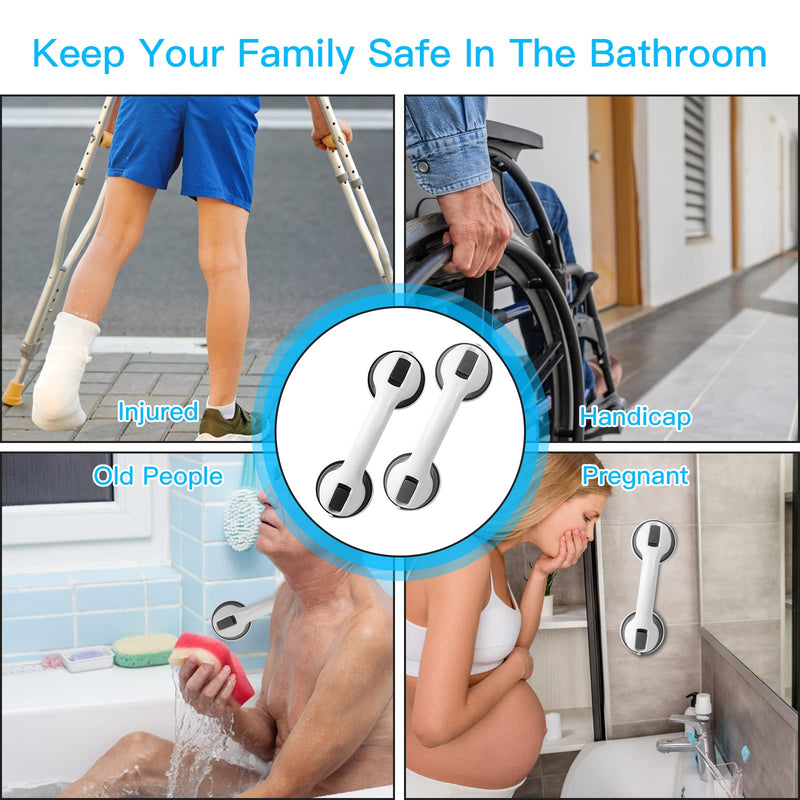 Suction Bathroom Grab Rails, Happybase 2pcs 12 inch Hand Rail for Disabled, Portable Grab Bars, Safety Shower Handle with Suction Cup Fitting, Bath Grips for Elderly Handicap Children Disability Aids Black+gery - BeesActive Australia