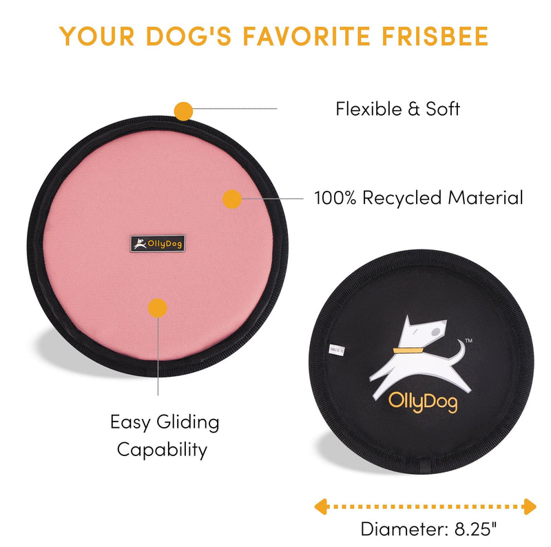 OllyDog Flyer Disc, Dog Frisbee, Lightweight and Floating, Dog Toys Interactive, Dog Stuff, Gentle on Teeth and Gums Pink - BeesActive Australia