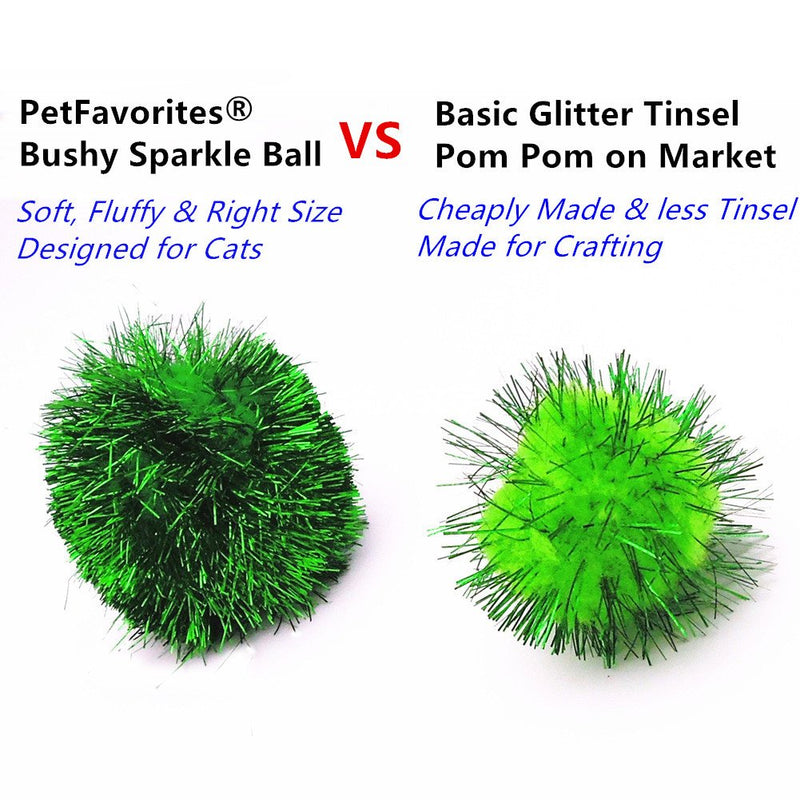 PETFAVORITES Bushy Sparkle Ball Cat Toy, Interactive Glitter Pom Pom Cat Toy Balls for Kittens, Bulk Pack. 24 Pack - BeesActive Australia