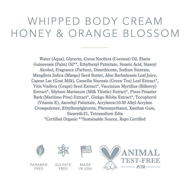 Beekman 1802 - Whipped Body Cream - Honey & Orange Blossom - Goat Milk Body Butter, Daily Hydration for Dry Skin - Naturally Exfoliating Body Cream for Sensitive Skin - Goat Milk Bodycare - 8 oz - BeesActive Australia