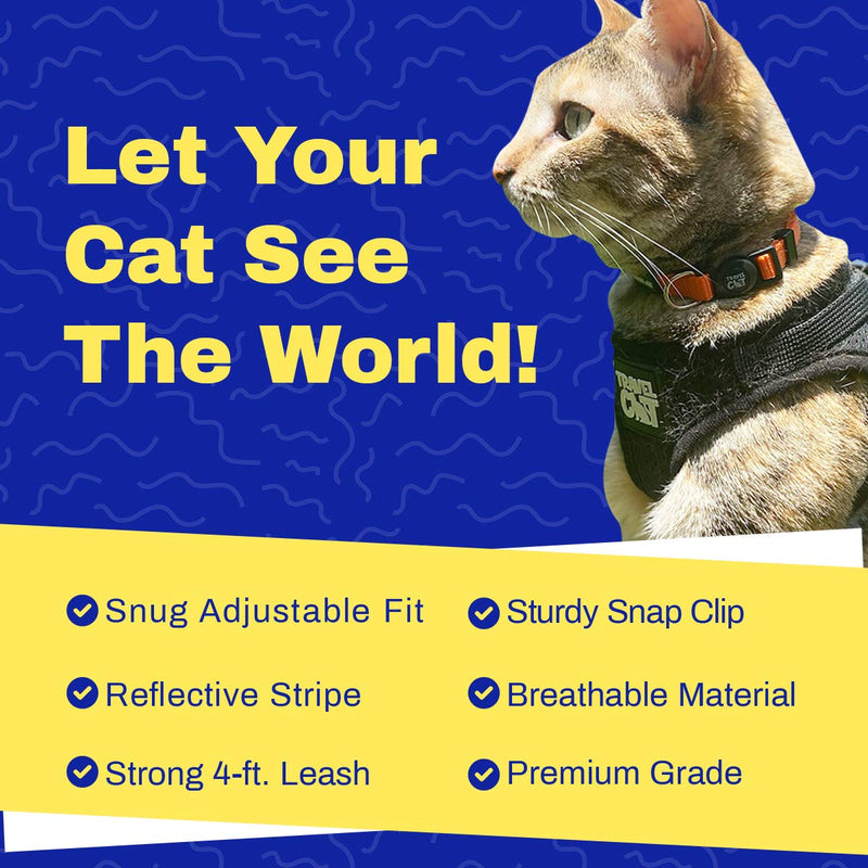 Travel Cat: The True Adventurer - Reflective Cat and Kitten Harness and Leash Set for Walking - Lightweight, Breathable, Snug Fit - Strong Leash with Sturdy Snap Clip Small Grey - BeesActive Australia