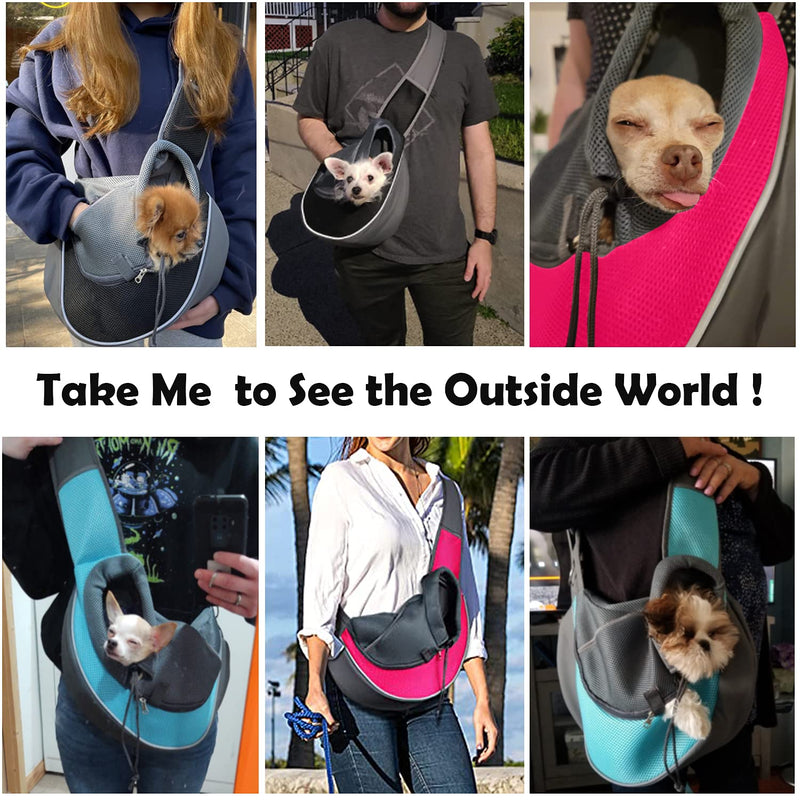 WOYYHO Pet Dog Sling Carrier Puppy Sling Bag Small Dogs Cats Carrier Adjustable Strap Mesh Hand Free Dog Satchel Carrier for Outdoor Travel Medium (Pack of 1) A-Black - BeesActive Australia