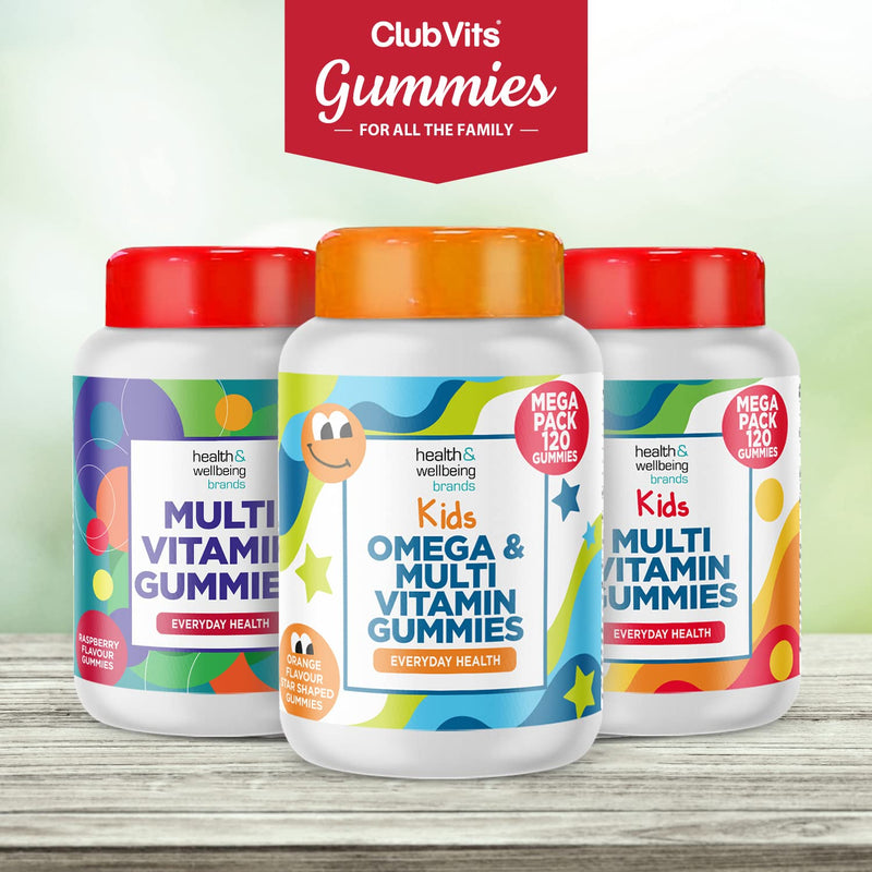 Omega and Multivitamin for Children, 120 Gummies for Kids - Orange Flavour- 9 Essential Vitamins + Minerals, Vitamin C D A & B Vitamins for Children - Pack of 120 Chewable Vitamins - by Club Vits 120 Count - BeesActive Australia