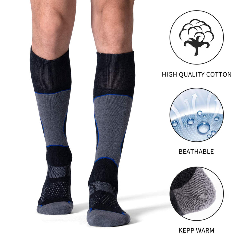 CelerSport 2 Pack Men's Ski Socks for Skiing, Snowboarding, Cold Weather, Winter Performance Socks Black+blue Shoe Size: 7-9 - BeesActive Australia