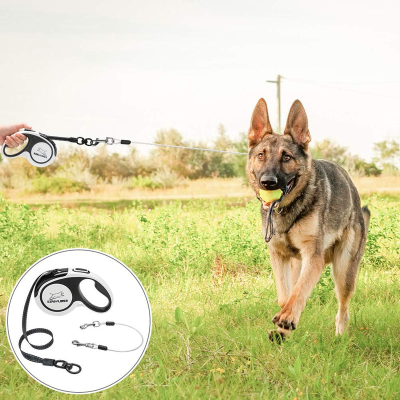 EXPAWLORER Retractable Dog Leash - Chew Proof Double Dog Leash for 2 Dogs with 2 No Tangle Strong Wire Ropes, 16 ft Heavy Duty Dog Leash for Medium and Large Dogs Black&White - BeesActive Australia