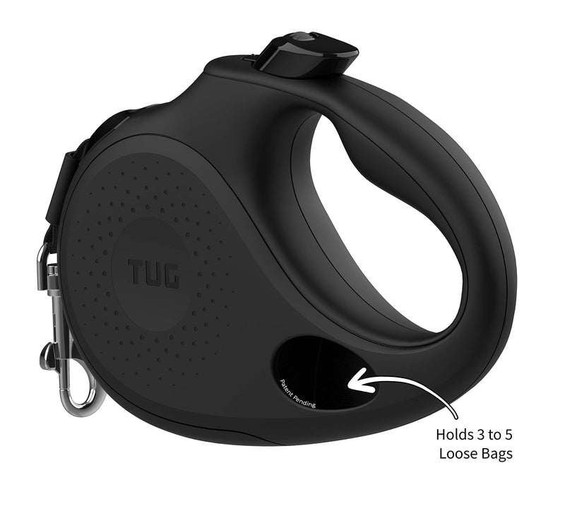 TUG Oval 360° Tangle-Free Retractable Dog Leash with Integrated Waste Bag Dispenser Medium Black - BeesActive Australia