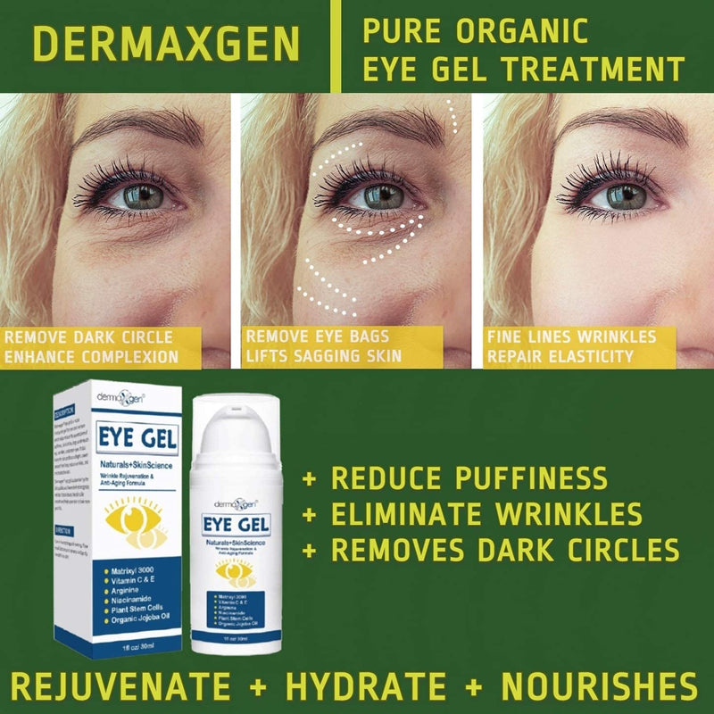 EYE GEL + PLANT STEM CELLS + MATRIXYL 3000 + ARGININE for Under and Around Eyes to Smooth Fine Lines, ELIMINATE Dark Circles, and De-Puff Bags with Peptide Complex. - BeesActive Australia