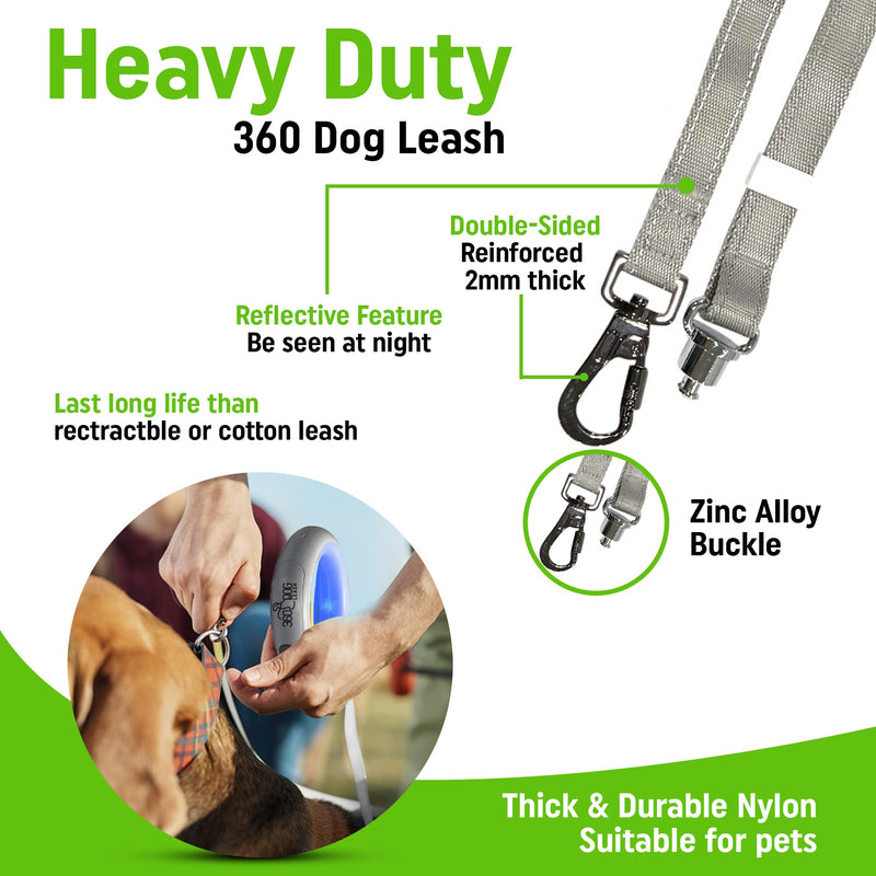 Non Retractable Leash with Flashlight, LED Light, Built-in Poop Bag Compartment –Walking Leash 360° Hands Free, Anti-Slip Handle for Small, Medium & Large Dogs – Tangle Free Heavy Duty Reflective BLACK - BeesActive Australia