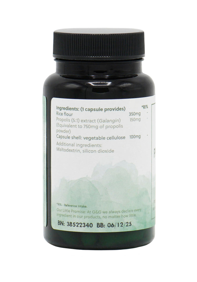 Propolis Capsules | 750mg of Propolis per Capsule | Propolis Extract (5:1 Concentration) | 60 Capsules | G&G Vitamins - BeesActive Australia