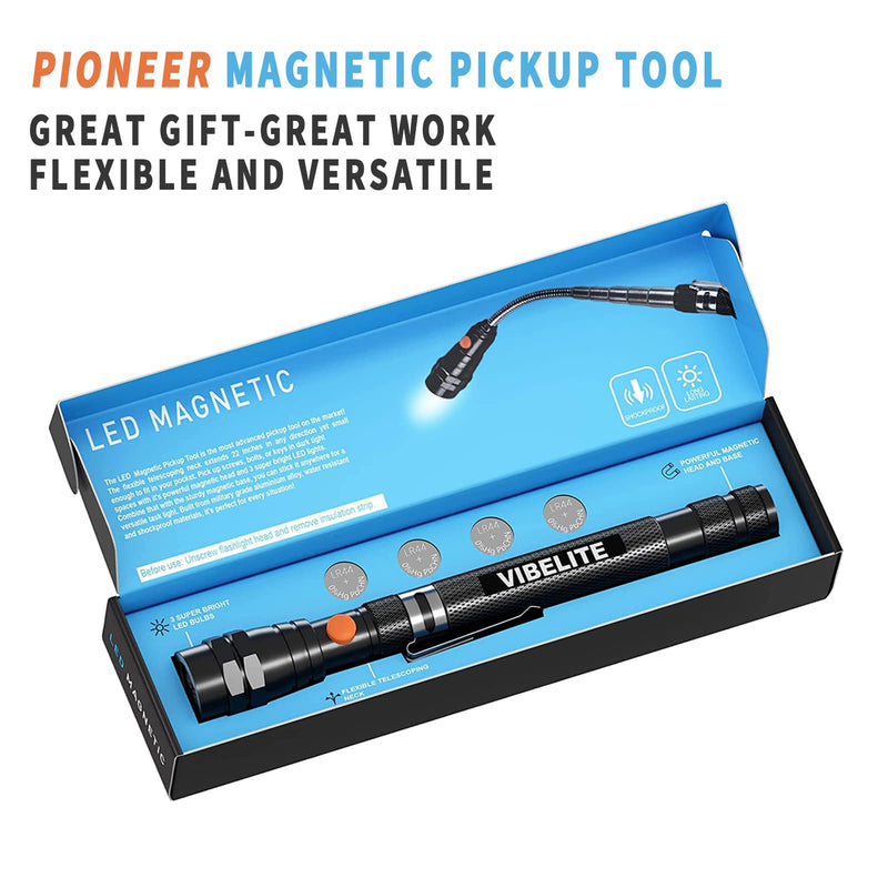 VIBELITE Magnet 3 LED Magnetic Pickup Tool, Telescoping Flexible Extendable Led Flashlights, Perfect Mechanic Pick-up Tools Gifts for Men Dad Women, Birthday Gifts for Him, 1 Pack Magnetic Tool - BeesActive Australia