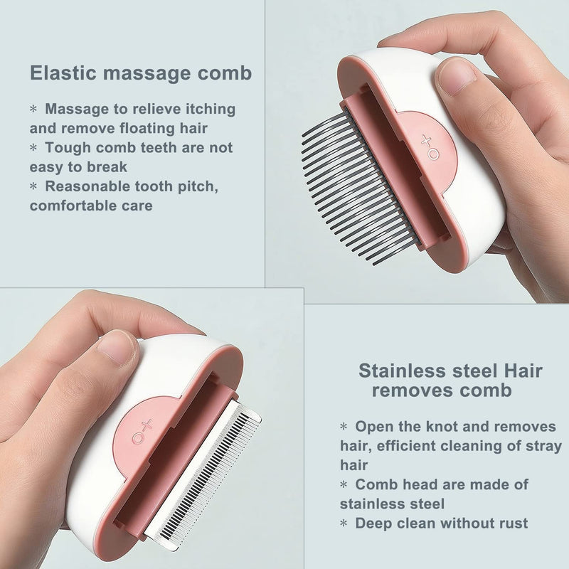 ZHENBUCUO Deshedding Cat Brush Dematting Comb for Dog Grooming Claw Tool for Clean Pet Short & Long Hair Removes 2 in 1 Massaging Deshedding Comb Brush Round (Khaki) Khaki - BeesActive Australia