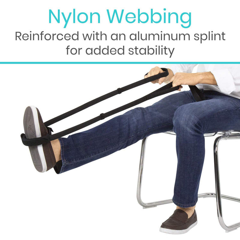 Vive Leg Lifter, Proflex Strap - Assist with Nylon Webbing for Recovery, Stretching - Feet Loop with Hand Grips - Lift and Stretch Foot, Calf - Rigid for Elderly, Handicapped, Injury, Car and Bed Black - BeesActive Australia