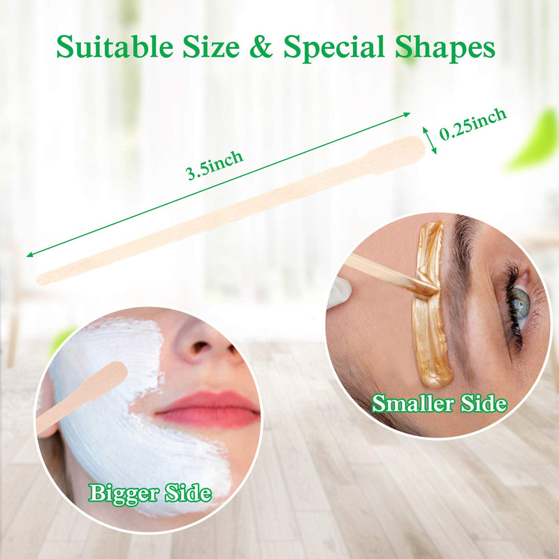 200 Pcs Eyebrow Wax Sticks Wax Applicator, Wood Wax Spatulas for Face and Small Hair Removal Sticks With Handle - BeesActive Australia