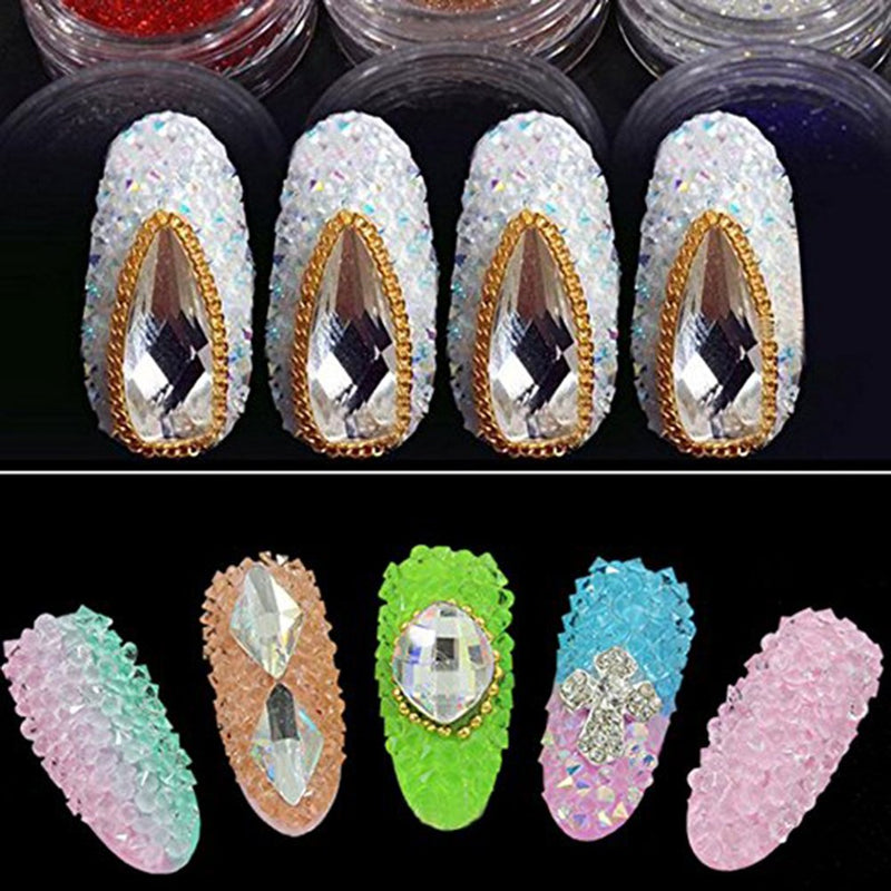 Minejin Nail Art Mini Rhinestones Micro Crystals Sharp Bead Phone Mini Gems Diy Art Decoration Need Glue 1400Pcs (Black) Black - BeesActive Australia